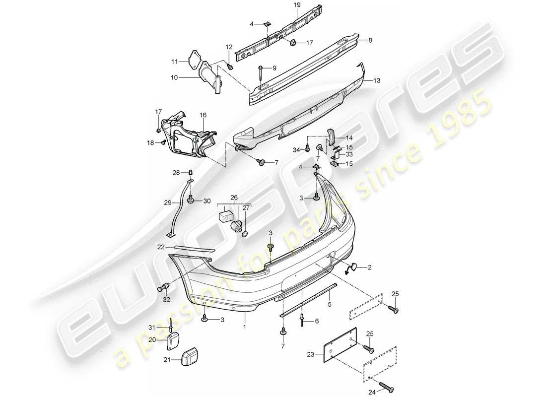 porsche 2008 (997-1) stossstange teilediagramm
