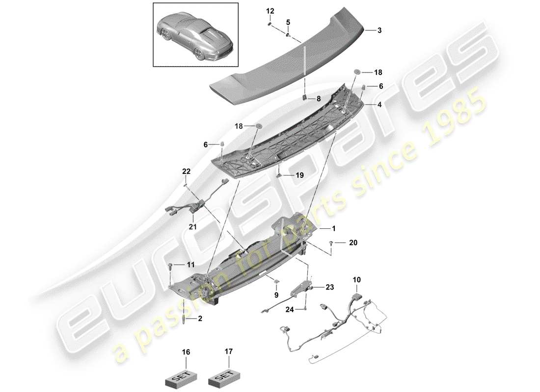 porsche 2017 (991-2 r/gt3/rs) heckspoiler teilediagramm