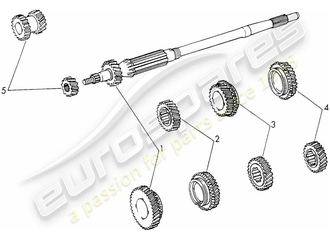 porsche 1971 (911) zahnradsätze - 4-speed - getriebe - d >> - mj 1971 ersatzteildiagramm