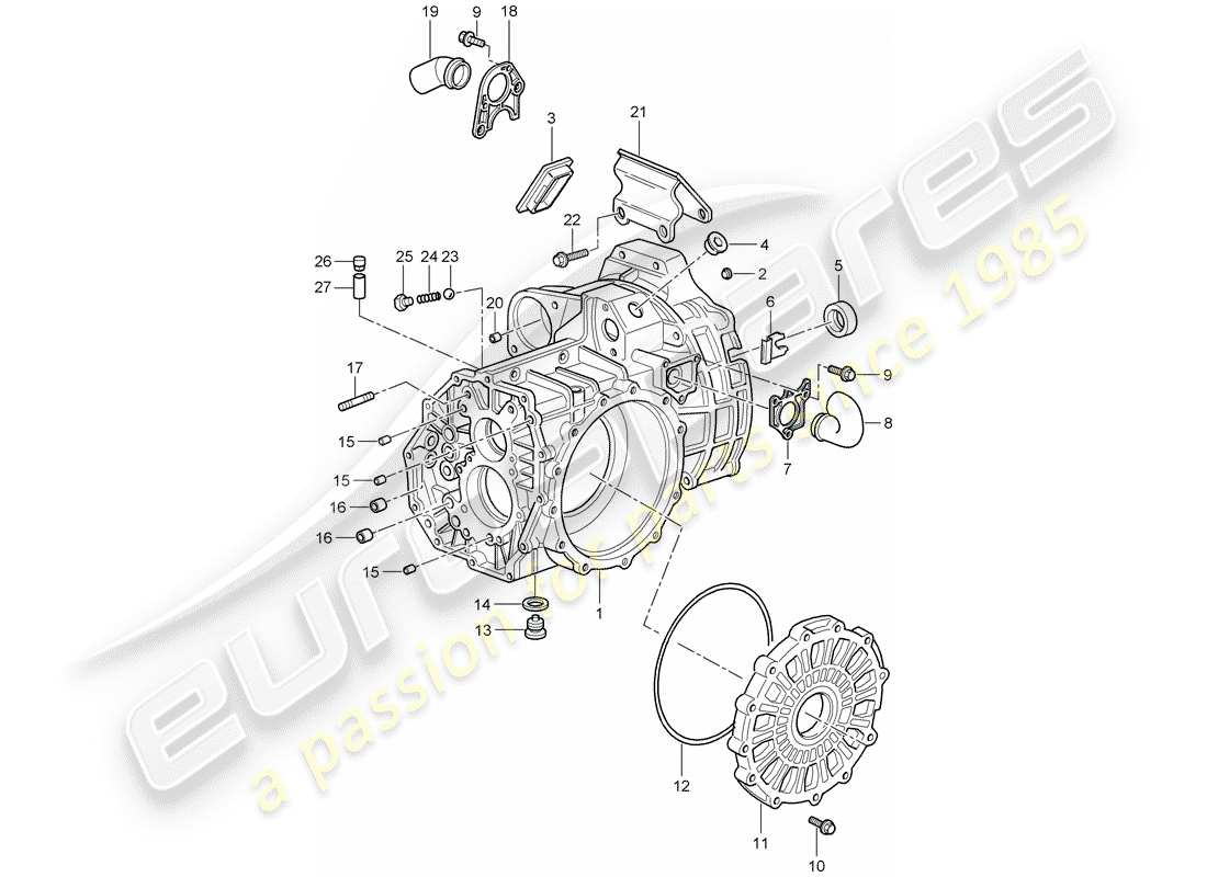 porsche 2008 (997-1 gt3) getriebegehäuse - teilediagramm