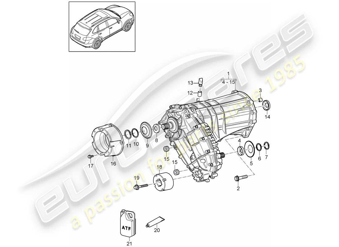porsche 2014 (cayenne e2 92a) verteilergetriebe-ersatzteildiagramm