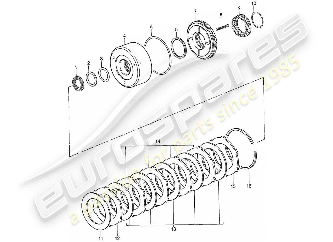 porsche 1991 (928) automatikgetriebe - kupplung - k 1 teilediagramm