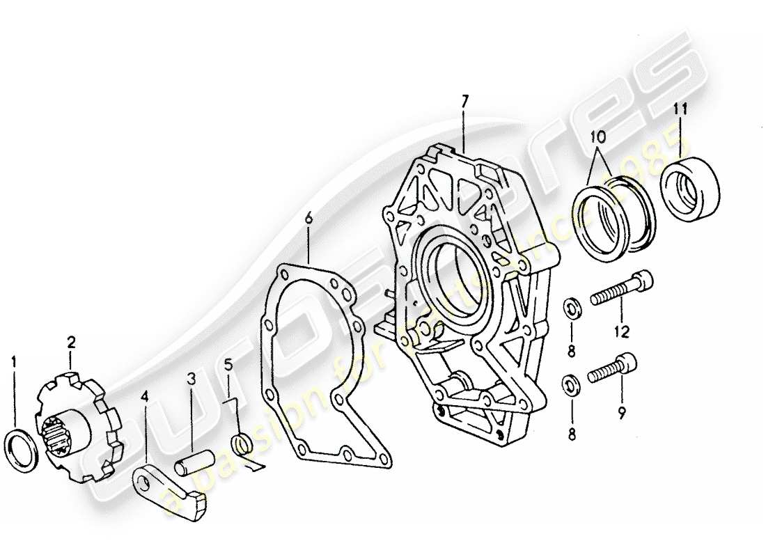 porsche 1993 (928) automatikgetriebe - zwischenplatte - parksperre ersatzteildiagramm