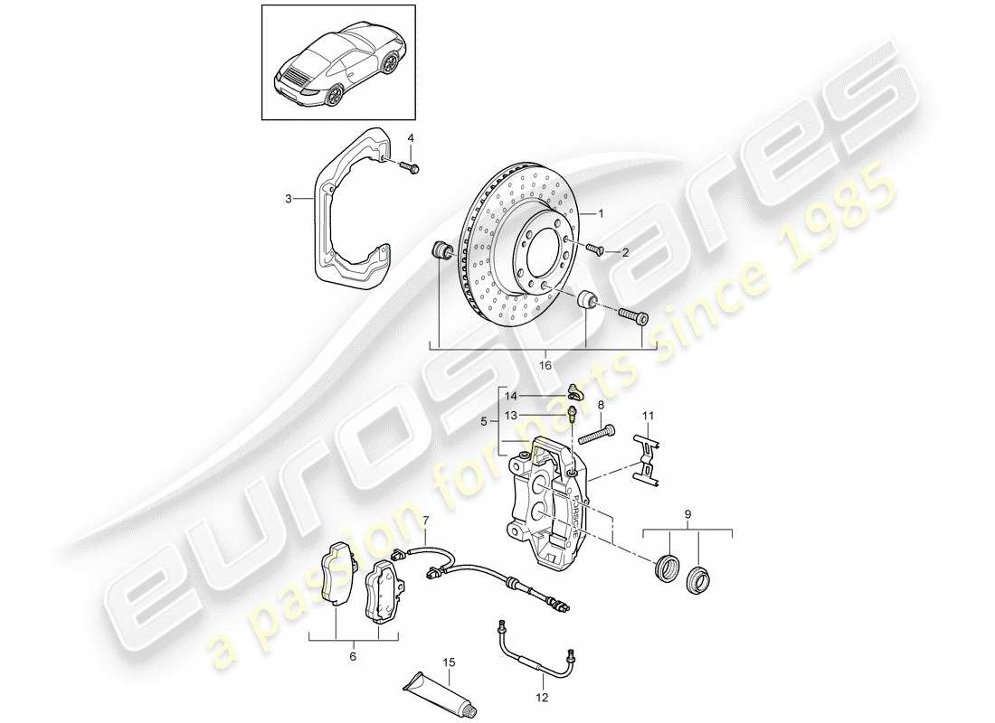 porsche 2010 (997-2) scheibenbremsen ersatzteildiagramm