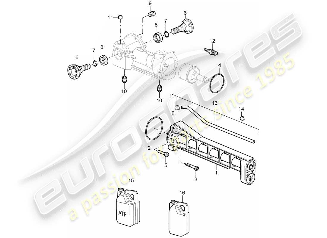 porsche 2007 (997-1 turbo / gt2) vorderachsdifferential ersatzteildiagramm