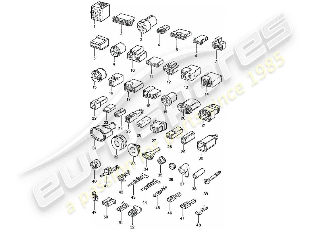 porsche 1982 (924) steckverbindergehäuse ersatzteildiagramm