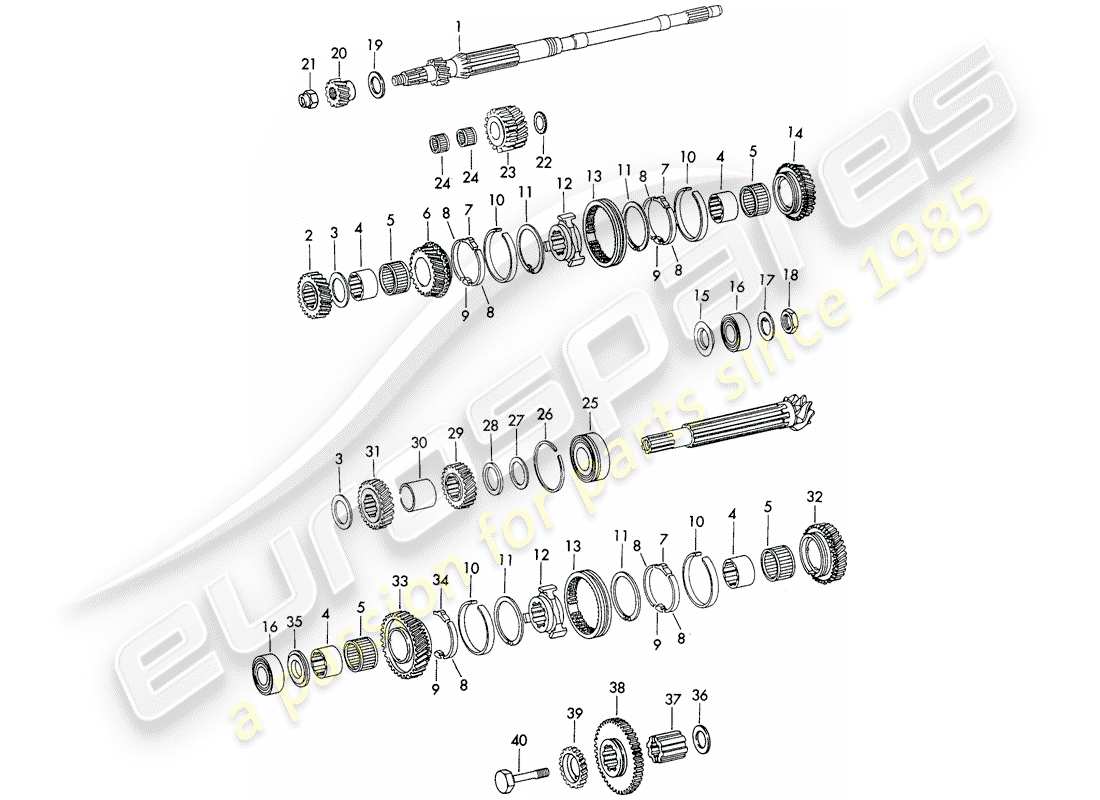 porsche 1971 (911) zahnräder und wellen - sportomatic - d - mj 1972>> ersatzteildiagramm