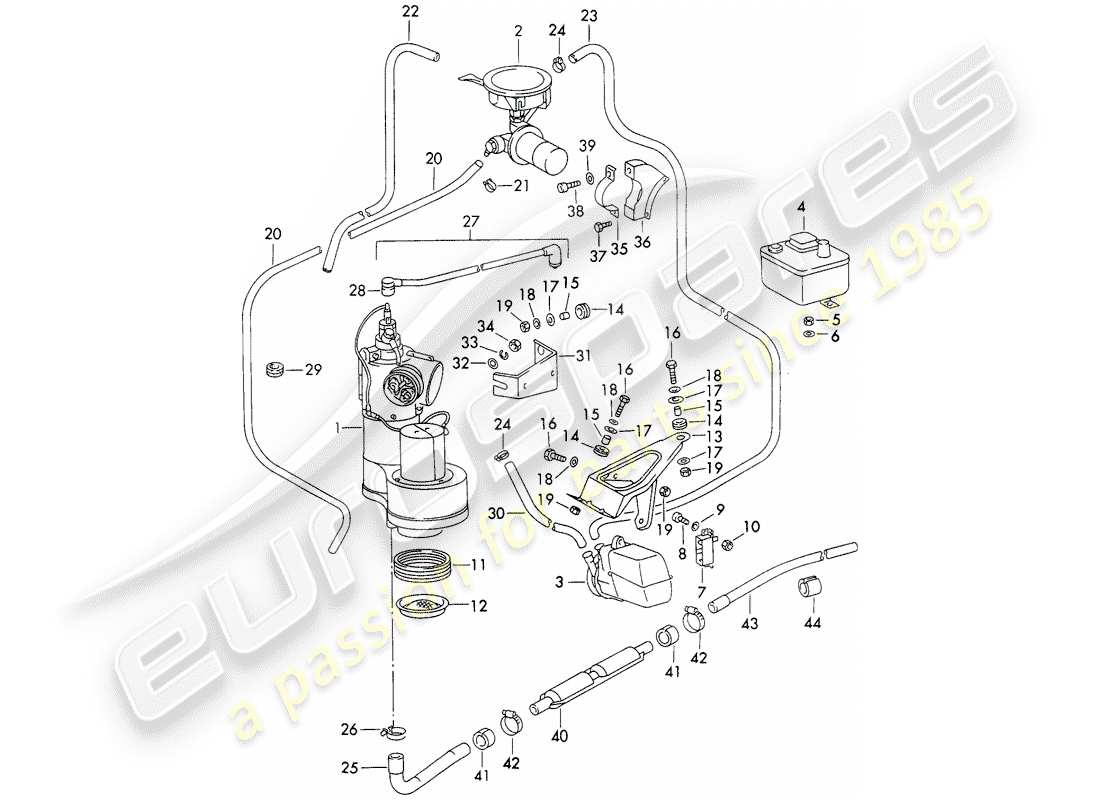 porsche 1971 (911) heiz- und lüftungsgerät - mit: - zubehör ersatzteildiagramm
