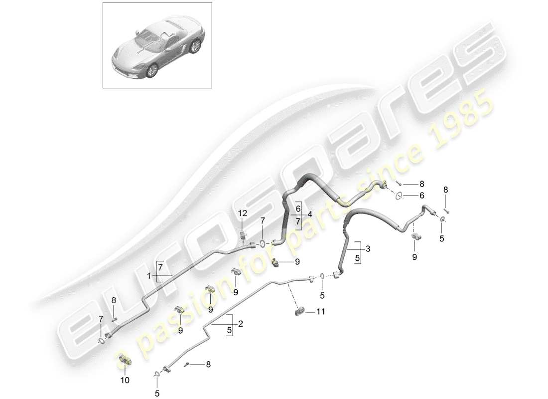 porsche 2018 (718 boxster) kältemittelkreislauf teilediagramm