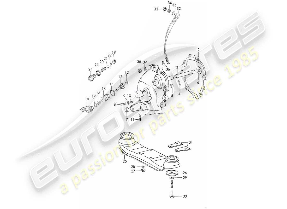 porsche 1971 (911) getriebedeckel - getriebeaufhängung - sportomatic - typ 905/21 - d - mj 1972>> ersatzteildiagramm