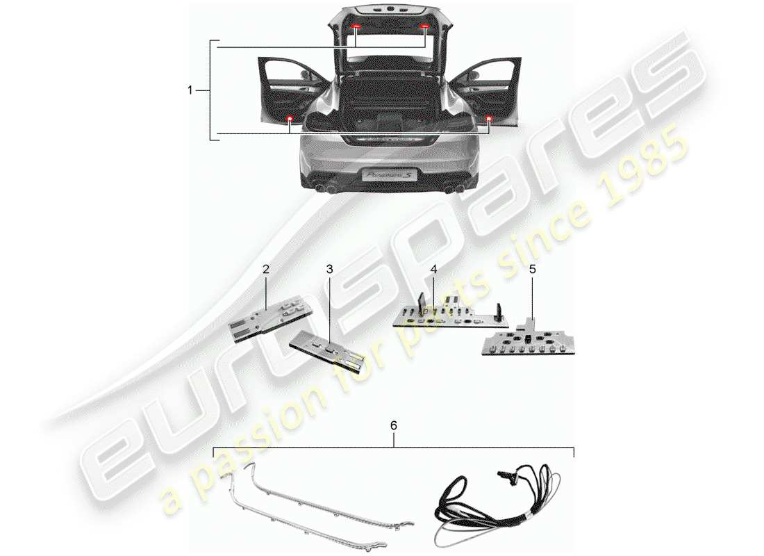 porsche 2019 (tequipment panamera) led-modul-teilediagramm