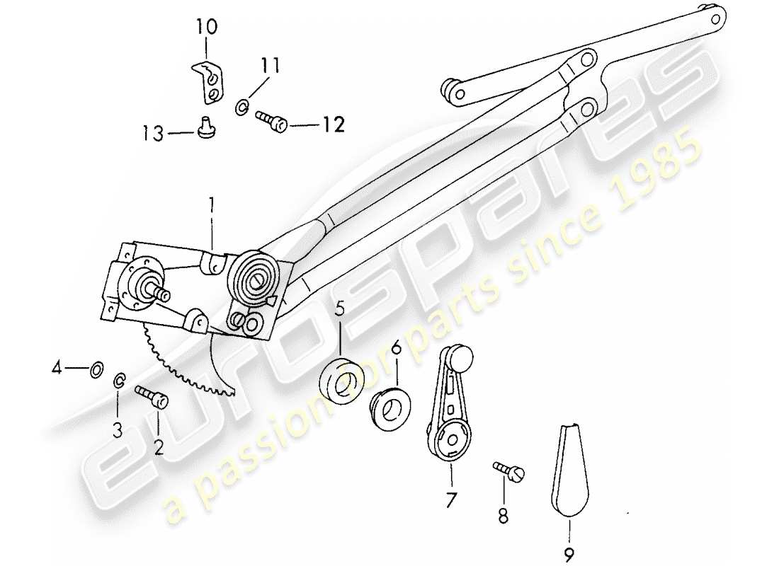 porsche 1971 (911) fensterheber - mechanisch ersatzteildiagramm