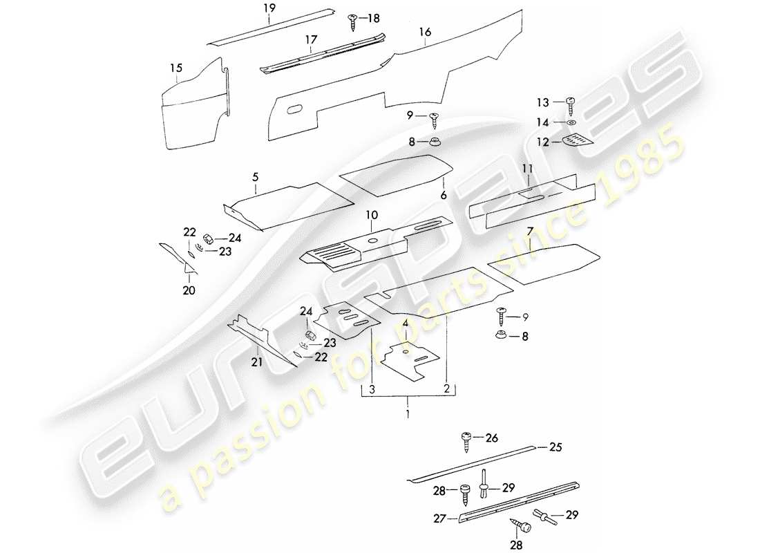 porsche 1971 (911) innenausstattung teilediagramm