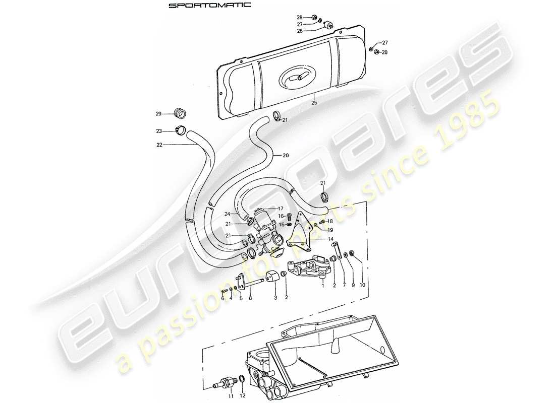porsche 1976 (911) vakuumsystem - für - kupplungsausrückung ersatzteildiagramm