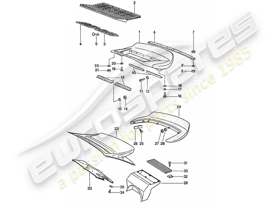 porsche 1975 (911) heckspoiler teilediagramm