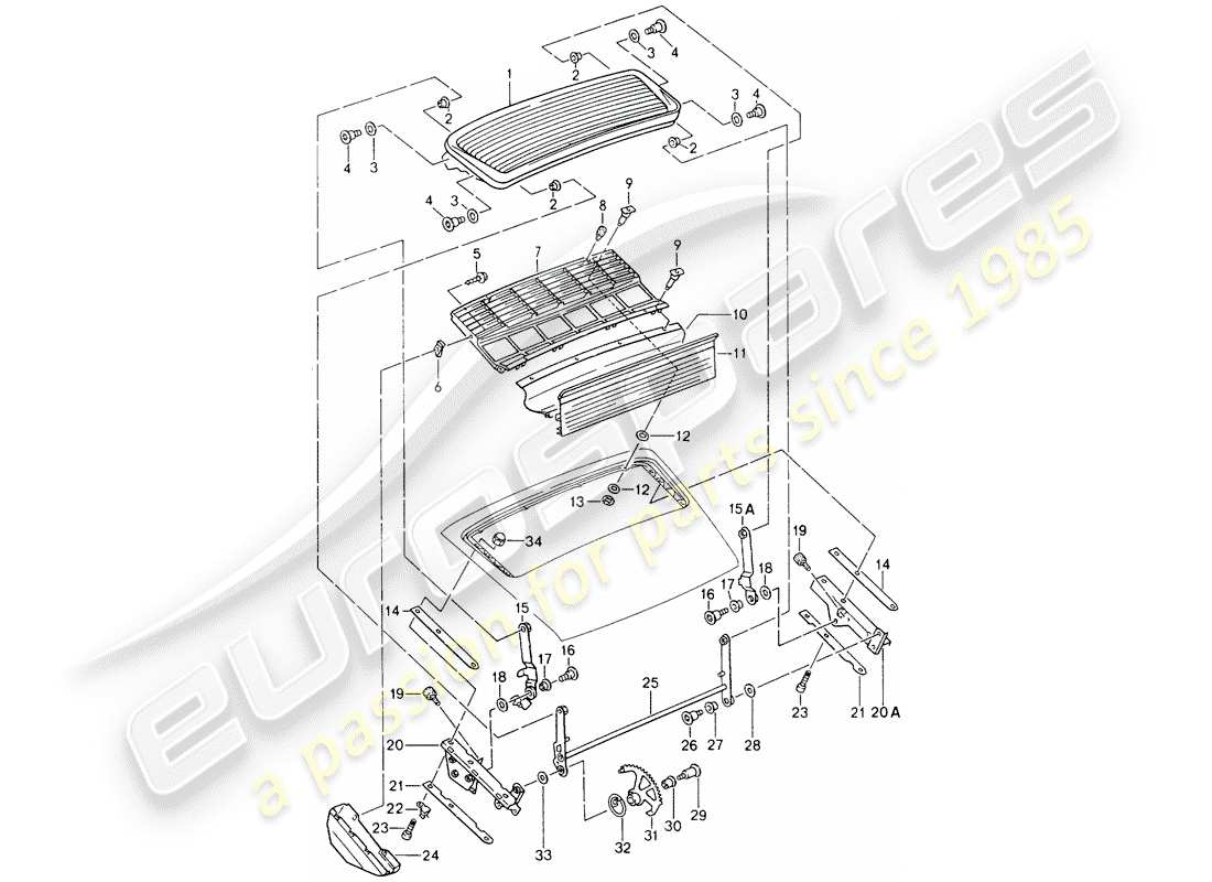 porsche 1992 (964) heckspoiler teilediagramm