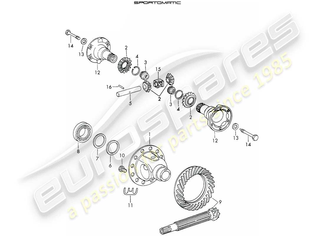 porsche 1972 (911) differential - für - sportomatic - typ 905 ersatzteillisten