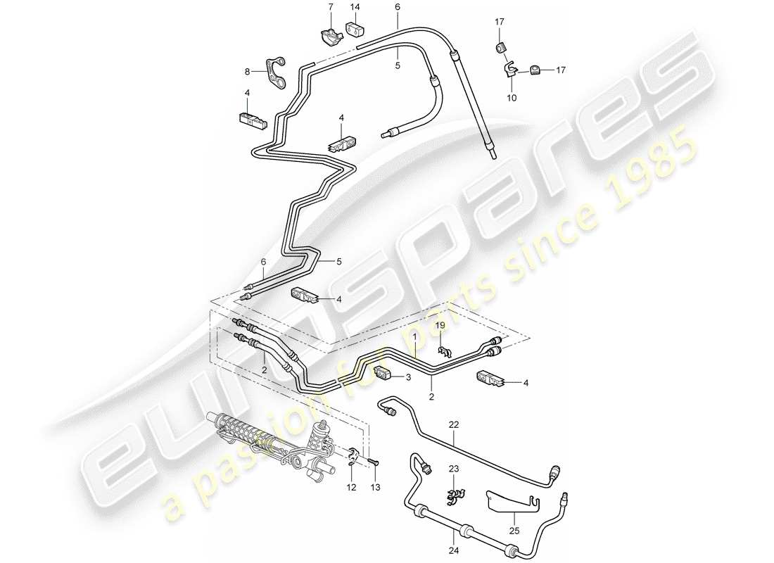 porsche 2007 (997-1 gt3) servolenkung - teilediagramm