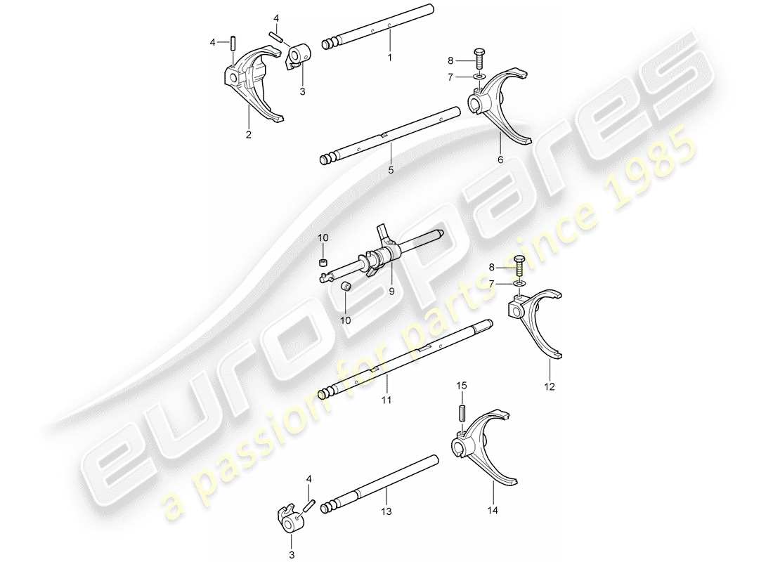 porsche 2007 (997-1 gt3) schaltwelle ersatzteildiagramm