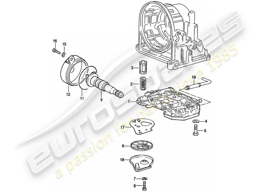 porsche 1987 (924s) ventilkörper - ölsieb - regler - automatikgetriebe ersatzteildiagramm