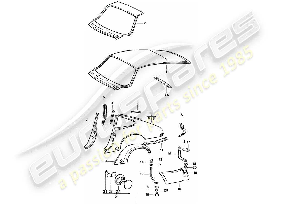 porsche 1981 (911) aussenverkleidung - zur montage werkstattmaterial verwenden ersatzteildiagramm