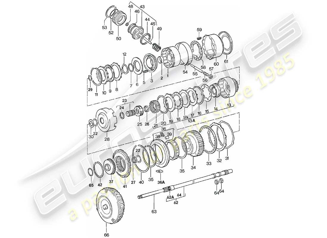 porsche 1982 (924) getriebeteile - automatikgetriebe teilediagramm