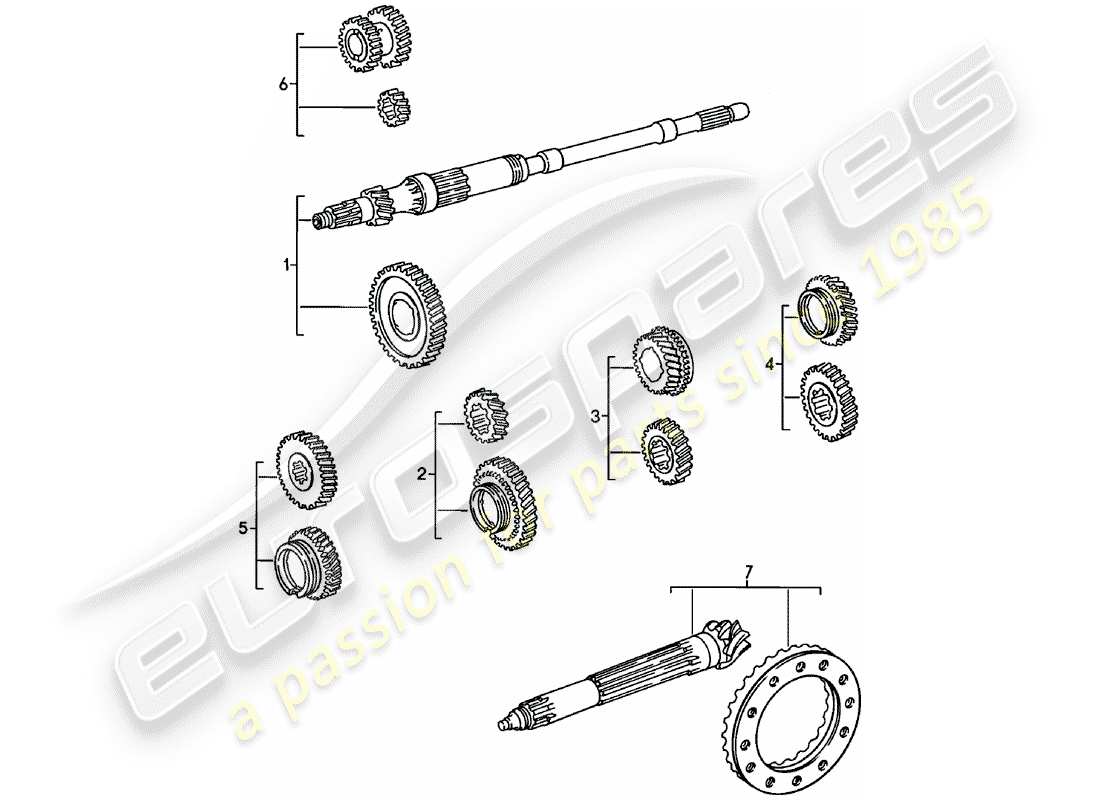 porsche 1981 (911) zahnradsätze - 5. - geschwindigkeit - getriebe ersatzteildiagramm
