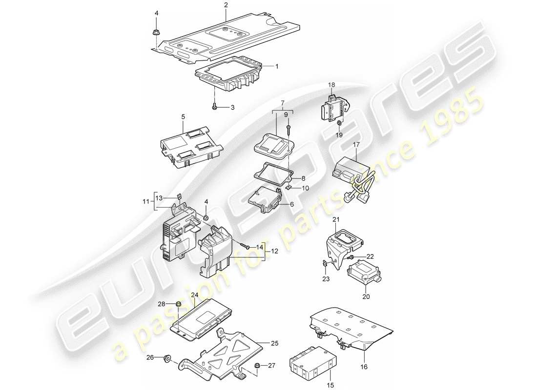 porsche 2007 (997-1 gt3) steuergeräte ersatzteildiagramm
