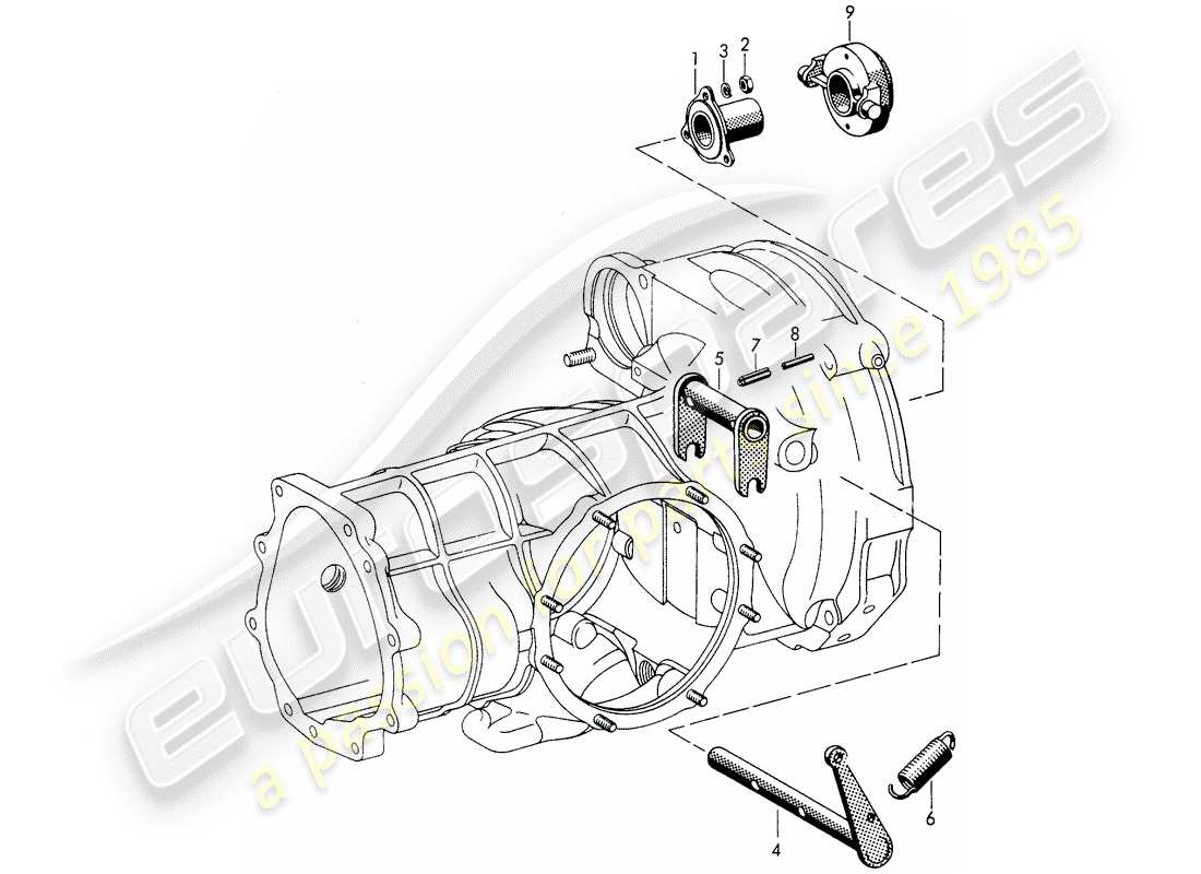porsche 1963 (356b/356c) kupplungsausrückung ersatzteildiagramm