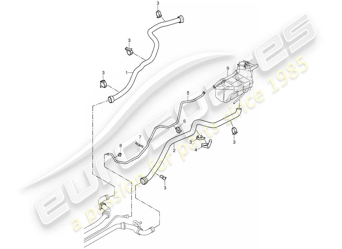 porsche 2008 (997-1) wasserkühlung 1 teilediagramm