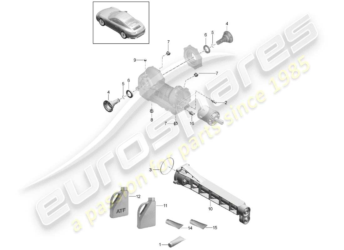 porsche 2020 (991-2) vorderachsdifferential ersatzteildiagramm