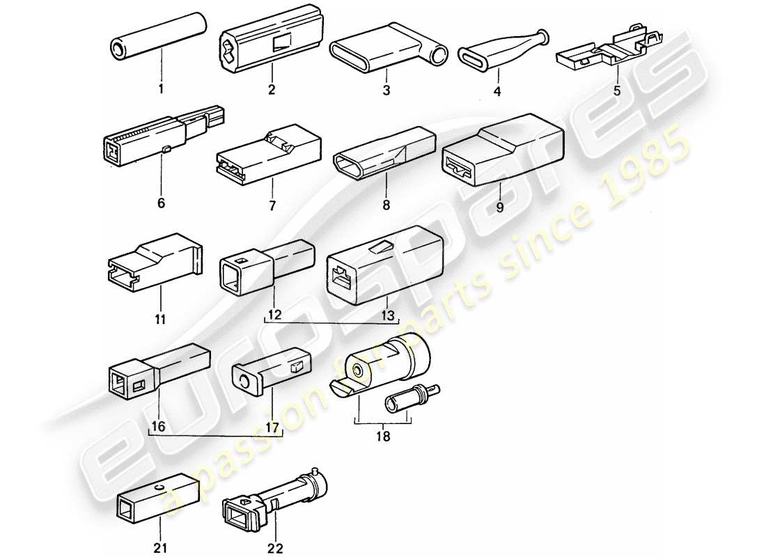 porsche 1985 (911) stossverbinder - verbindergehäuse ersatzteildiagramm