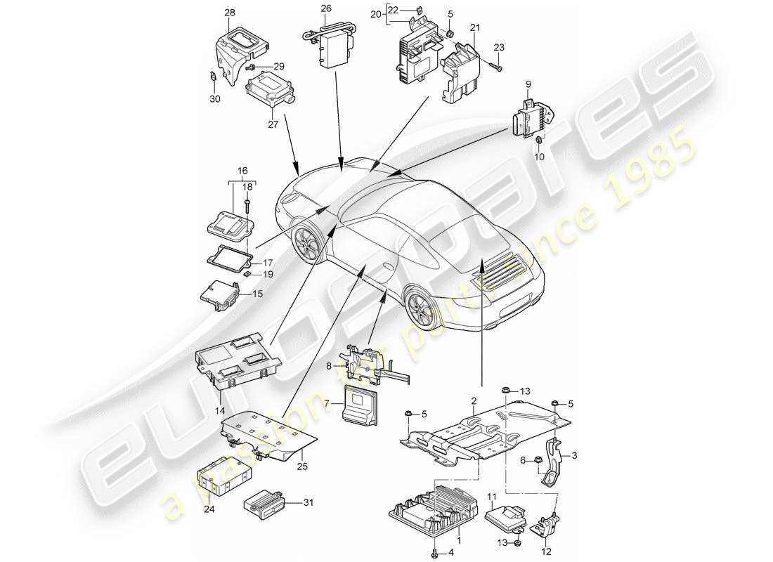 porsche 2009 (997-2) steuergeräte ersatzteildiagramm