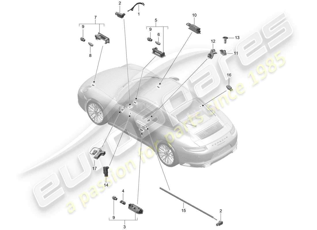 porsche 2020 (991-2) innenbeleuchtung ersatzteildiagramm