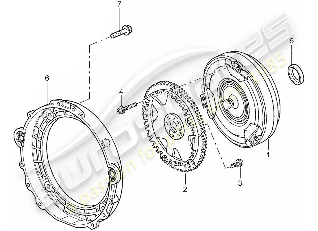 porsche 2002 (996 turbo / gt2) tiptronic - drehmomentwandler - antriebscheibe ersatzteildiagramm