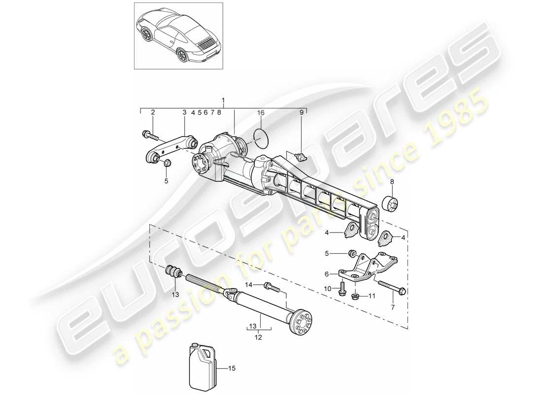 porsche 2012 (997-2) vorderachsdifferential ersatzteildiagramm