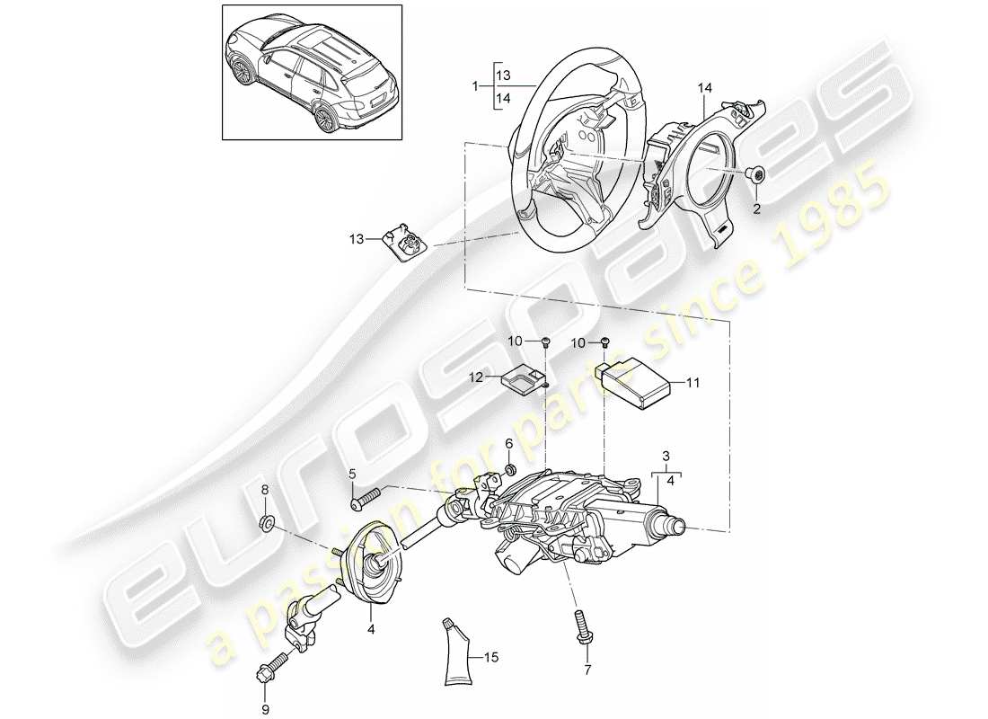 porsche 2012 (cayenne e2 92a) lenkräder teilediagramm