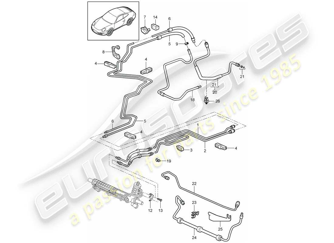 porsche 2012 (997-2) servolenkung - teilediagramm
