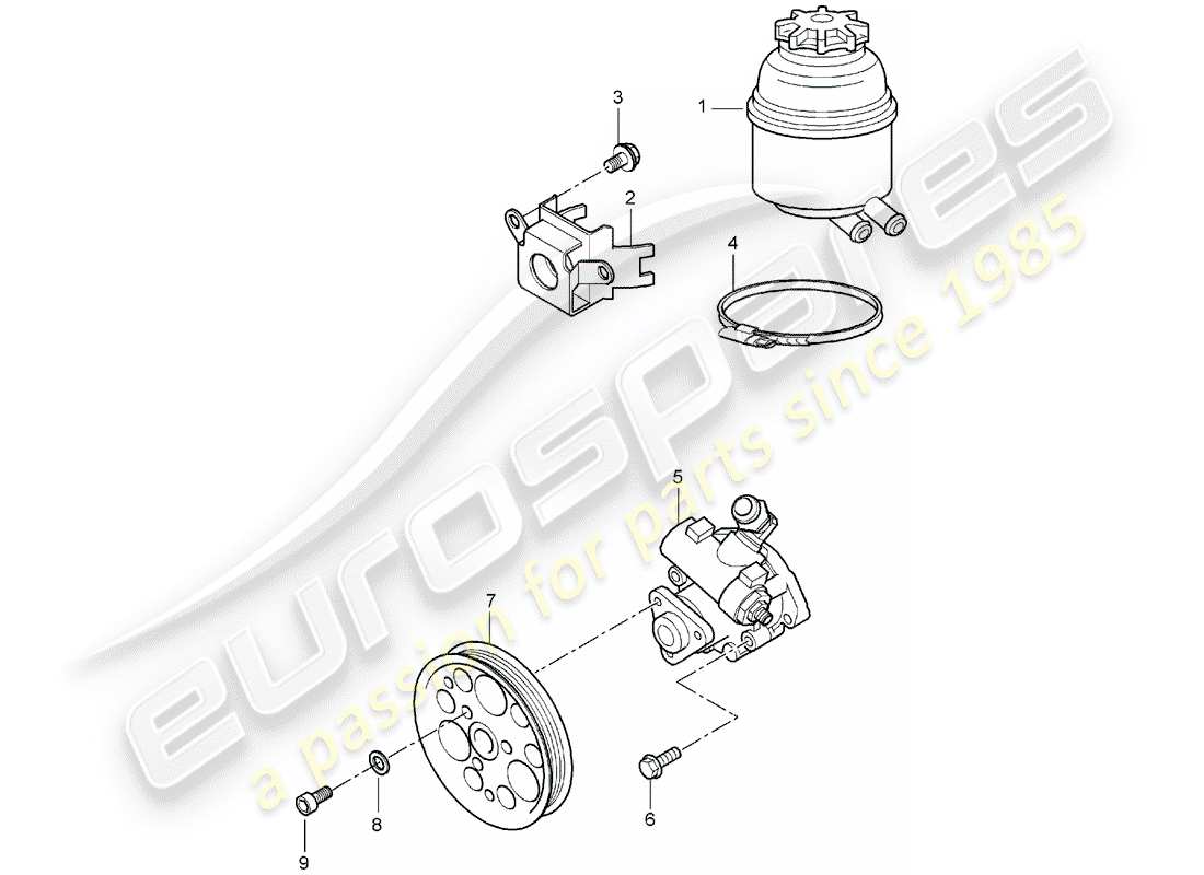 porsche 2005 (carrera gt) servolenkung - servolenkpumpe - ölbehälter ersatzteildiagramm