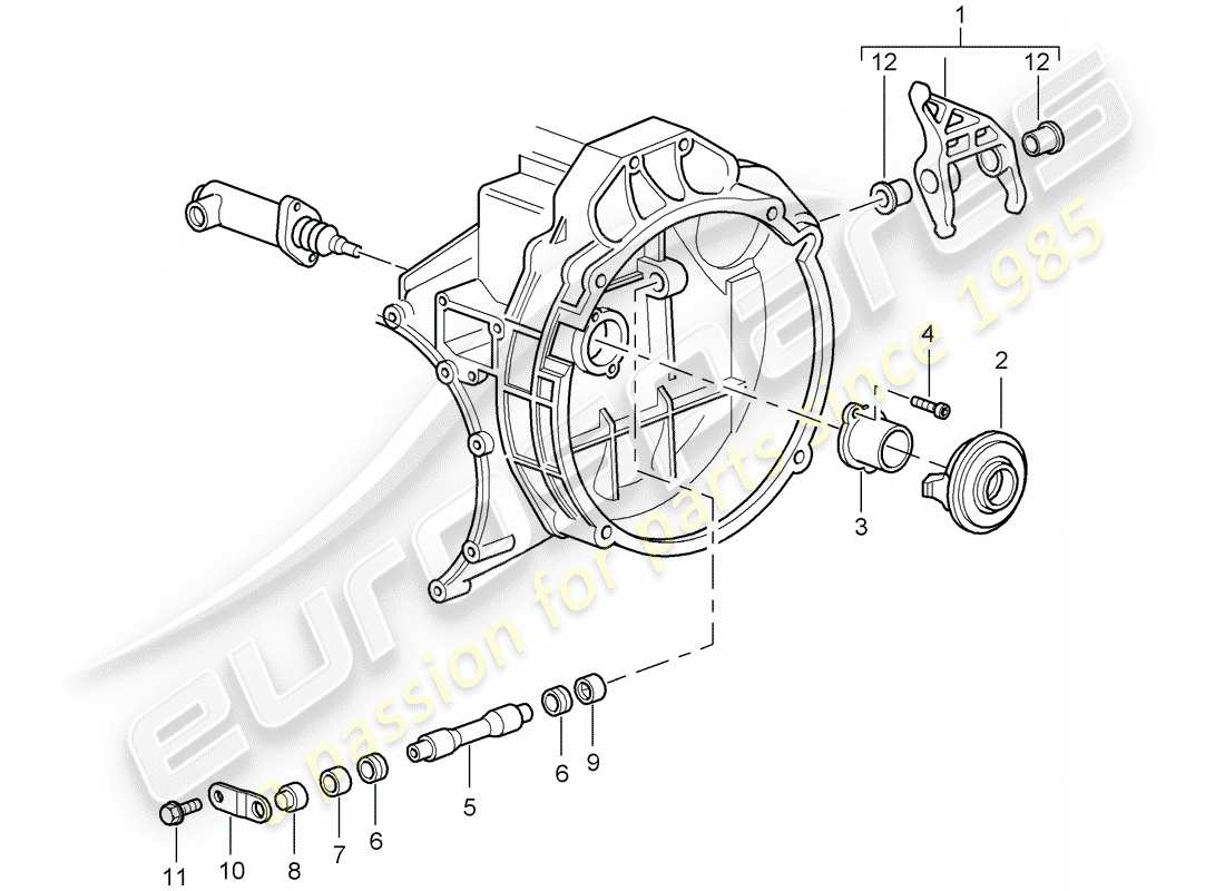 porsche 2007 (997-1 gt3) kupplungsausrückung ersatzteildiagramm