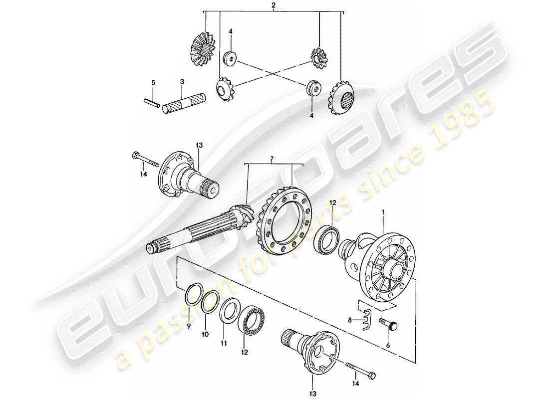 porsche 1980 (924) differential - schaltgetriebe - g31.01/02/03 ersatzteildiagramm