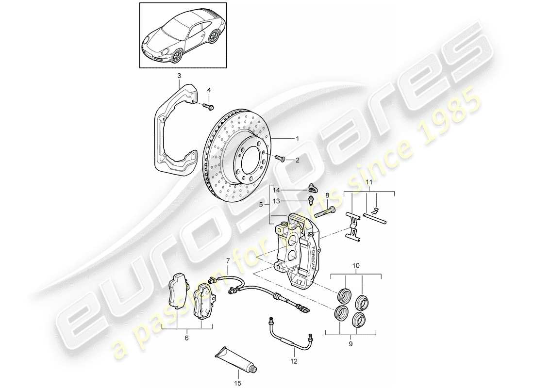 porsche 2010 (997-2) scheibenbremsen ersatzteildiagramm