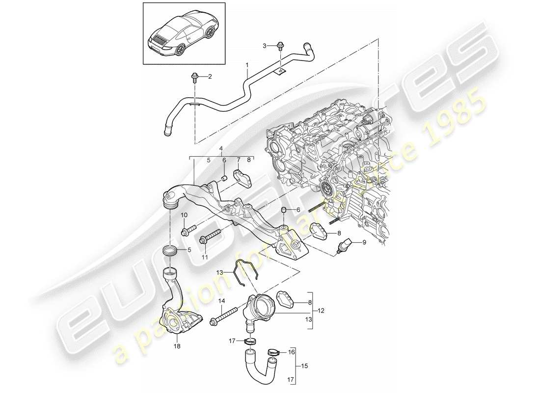 porsche 2011 (997-2) hilfsrahmen-ersatzteildiagramm