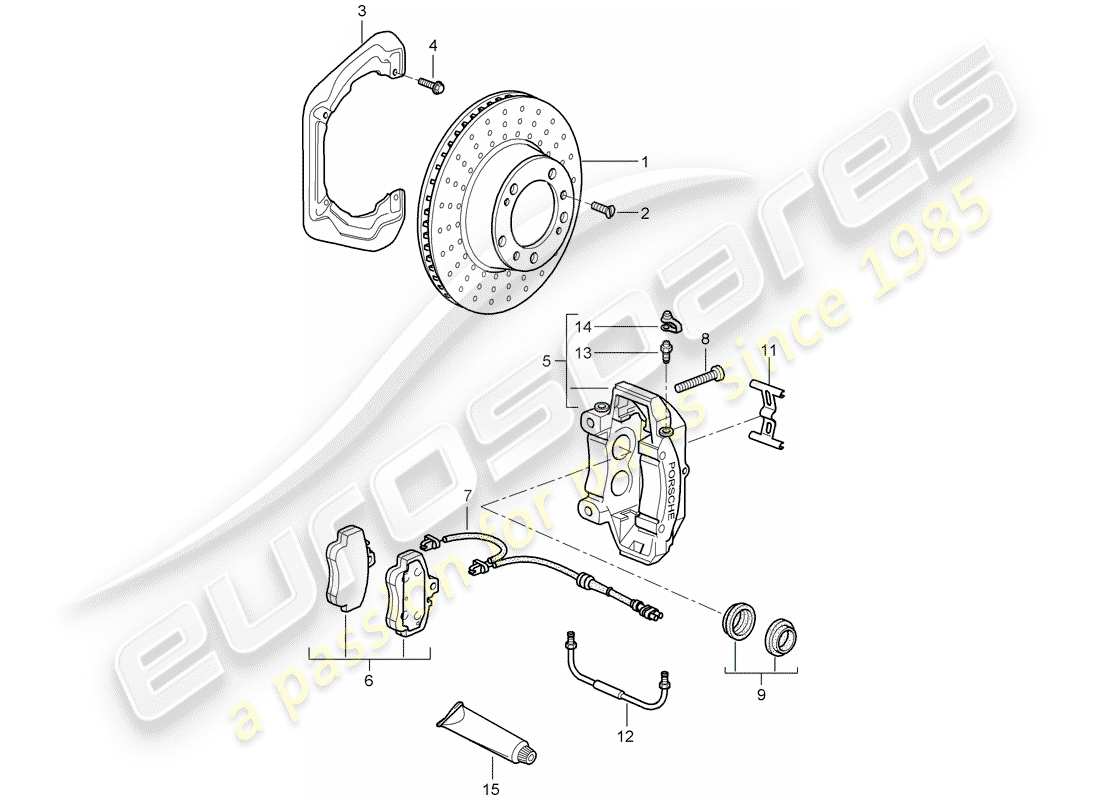 porsche 2007 (997-1 turbo / gt2) scheibenbremsen ersatzteildiagramm