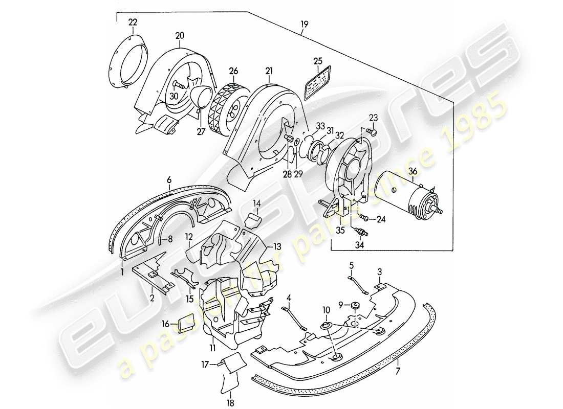 porsche 1957 (356/356a) luftkühlung teilediagramm