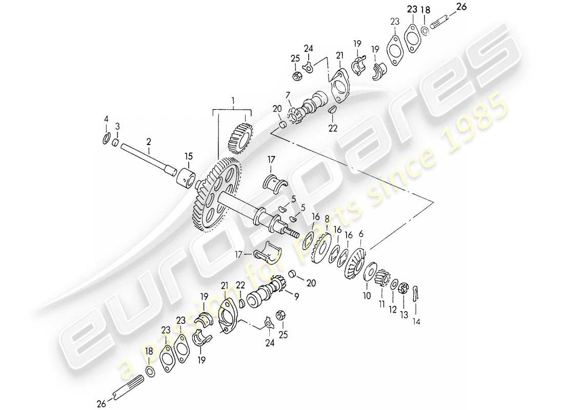 porsche 1954 (356/356a) antriebsmechanismus - für - ventilsteuerung ersatzteildiagramm