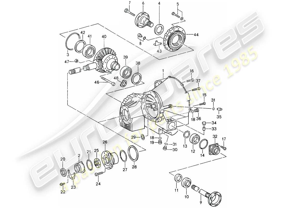 porsche 1995 (993) tiptronic - differential - differentialgehäuse ersatzteildiagramm