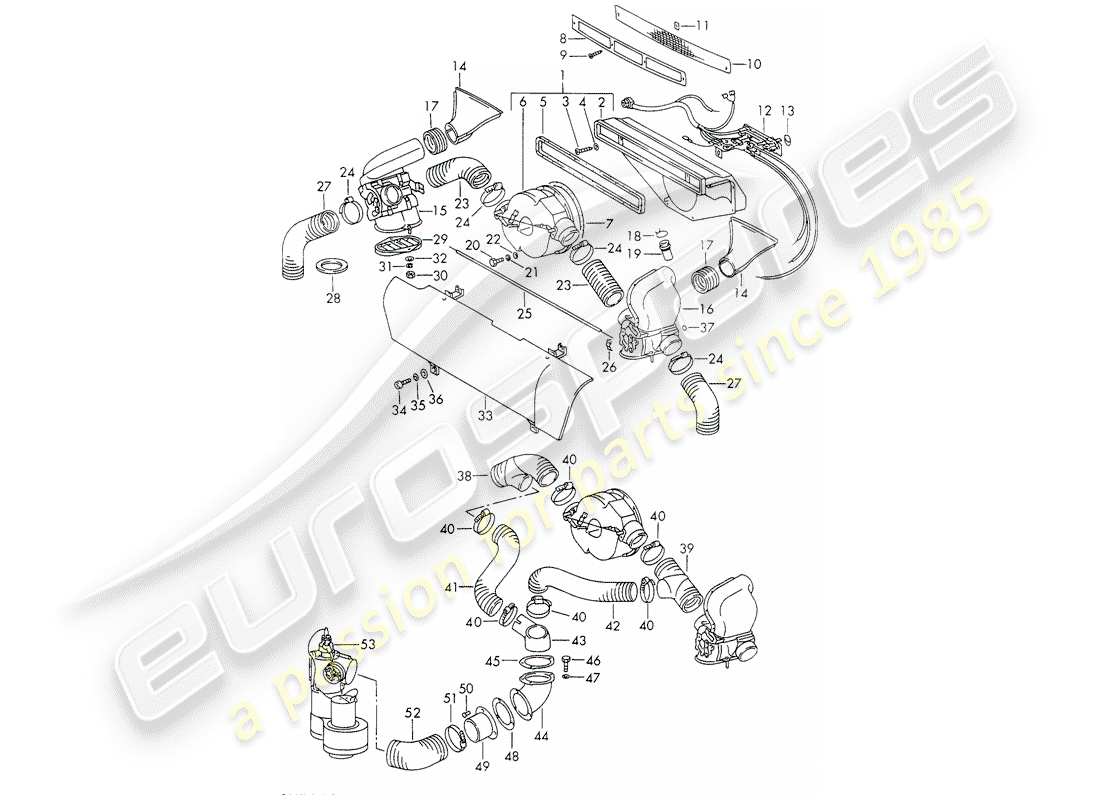porsche 1970 (911) belüftung - und - heizung ersatzteildiagramm