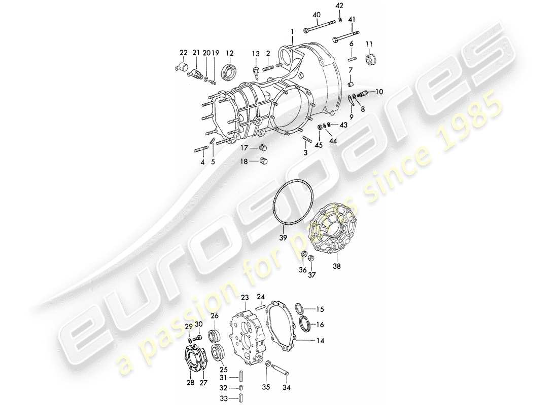 porsche 1973 (911) ersatzgetriebe - getriebegehäuse - druckguss - d >> - mj 1971 ersatzteildiagramm