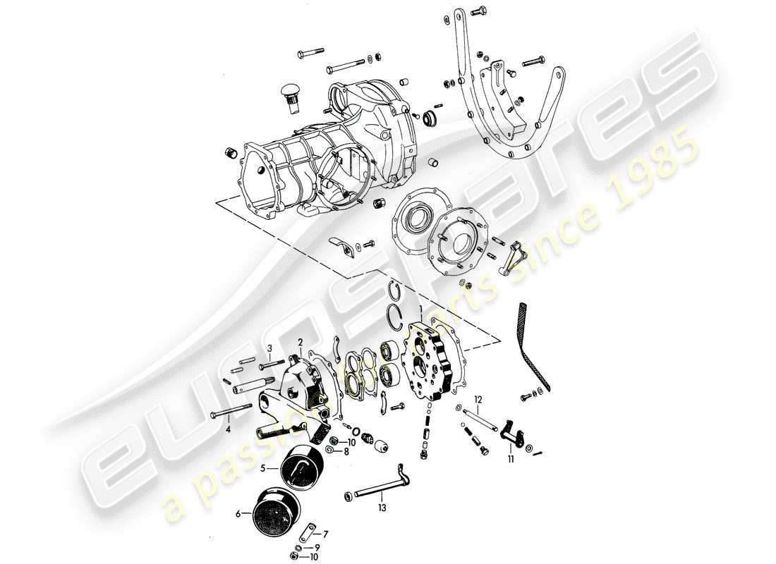 porsche 1965 (356b/356c) getriebedeckel - zwischenplatte ersatzteildiagramm